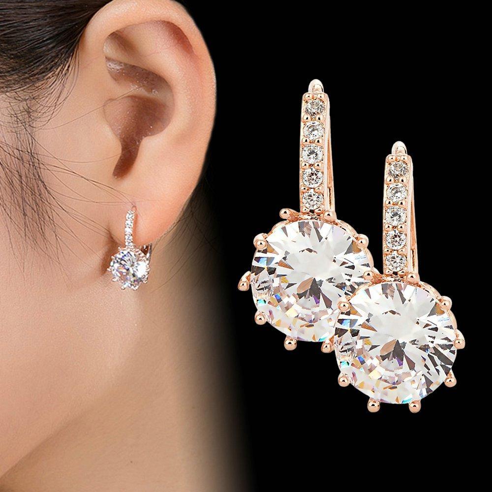 Elegant Vintage Earrings Luxury Rose Gold Crystal Modern Bling Drop Earrings for Women Girls Christmas  Wedding Jewelry