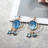 New Modern Fashion Blue Space Universe Elegant Moon Star Luxury Earrings For Women Perfect Gold Color Universe Planet Circle Asymmetry Trendy Long Earrings