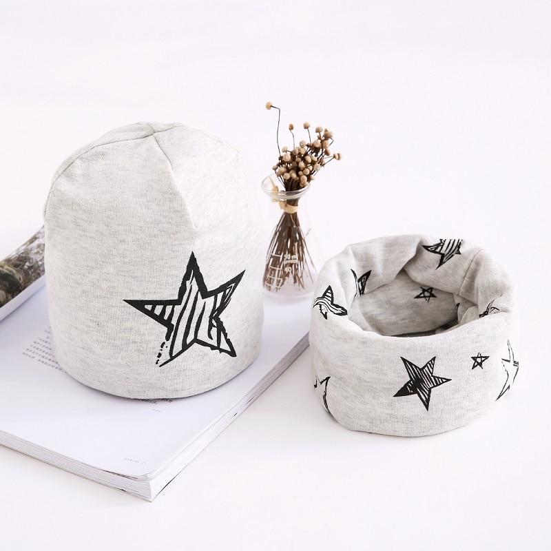 Star Print Cotton Hat And Scarf  Baby Beanie Kids Caps Children's Accessories In Modern New Design For Boys and Girls