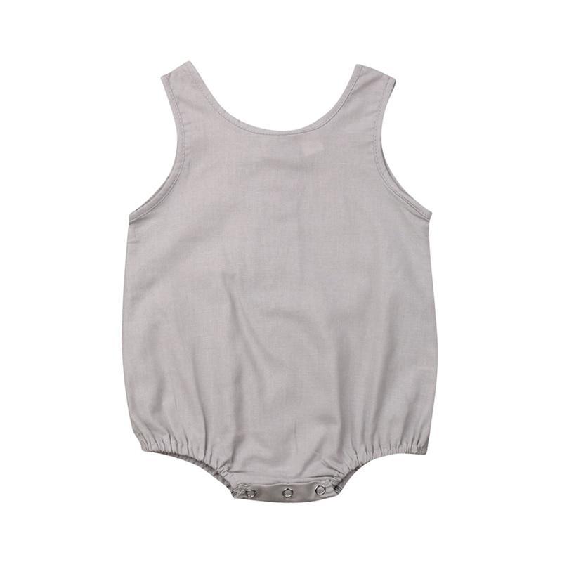 Newborn Baby Girl Boy Clothes Cotton Linen Sleeveless Button Bodysuit Outfits Set Jumpsuit Romper