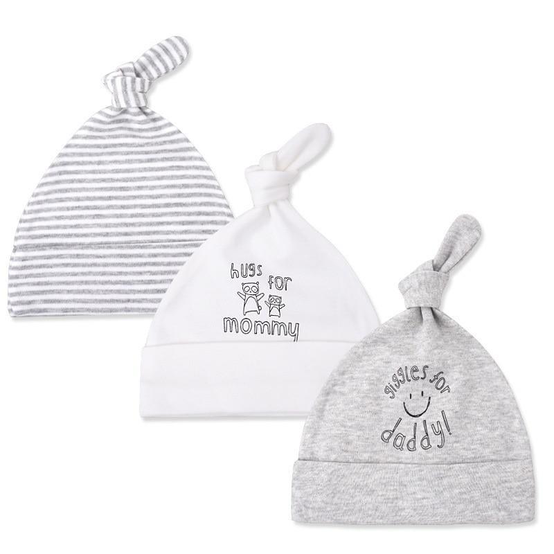 Printed Baby Hats & Caps For Newborn Baby Accessories In Elegant Modern Design Set Of 3PCS For Baby Kids