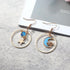 New Modern Fashion Blue Space Universe Elegant Moon Star Luxury Earrings For Women Perfect Gold Color Universe Planet Circle Asymmetry Trendy Long Earrings