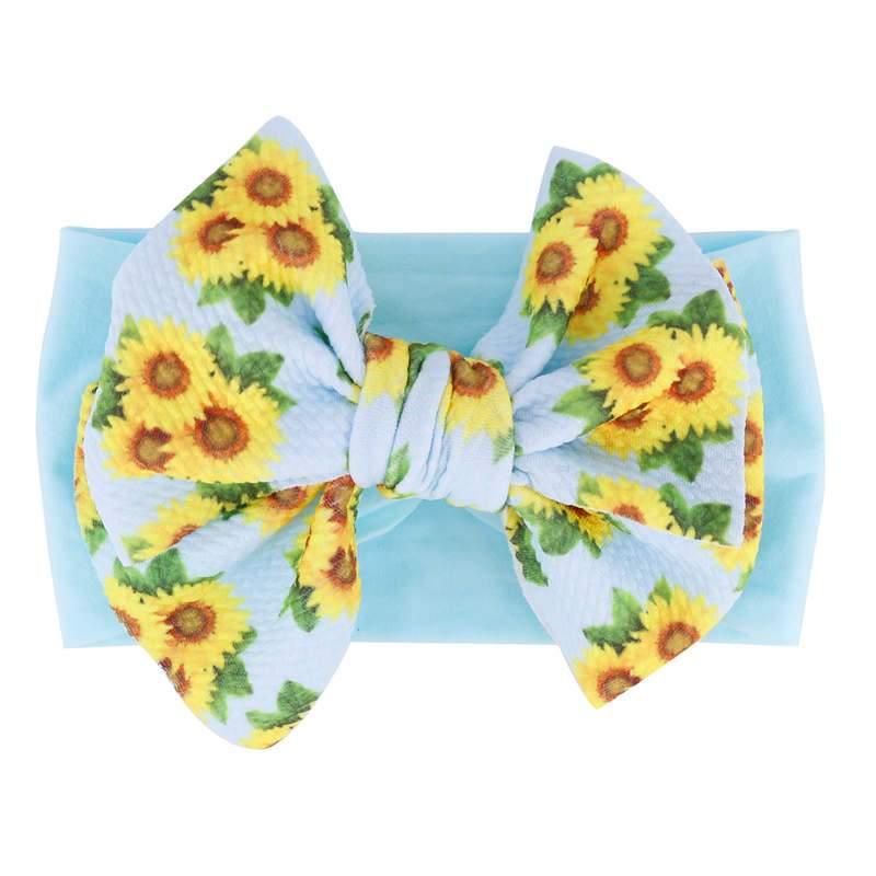 Handmade Bow Flowers Baby Headbands Printed Bowknot Elastic Baby Turban Newborn Hair Accessories For Baby Girls