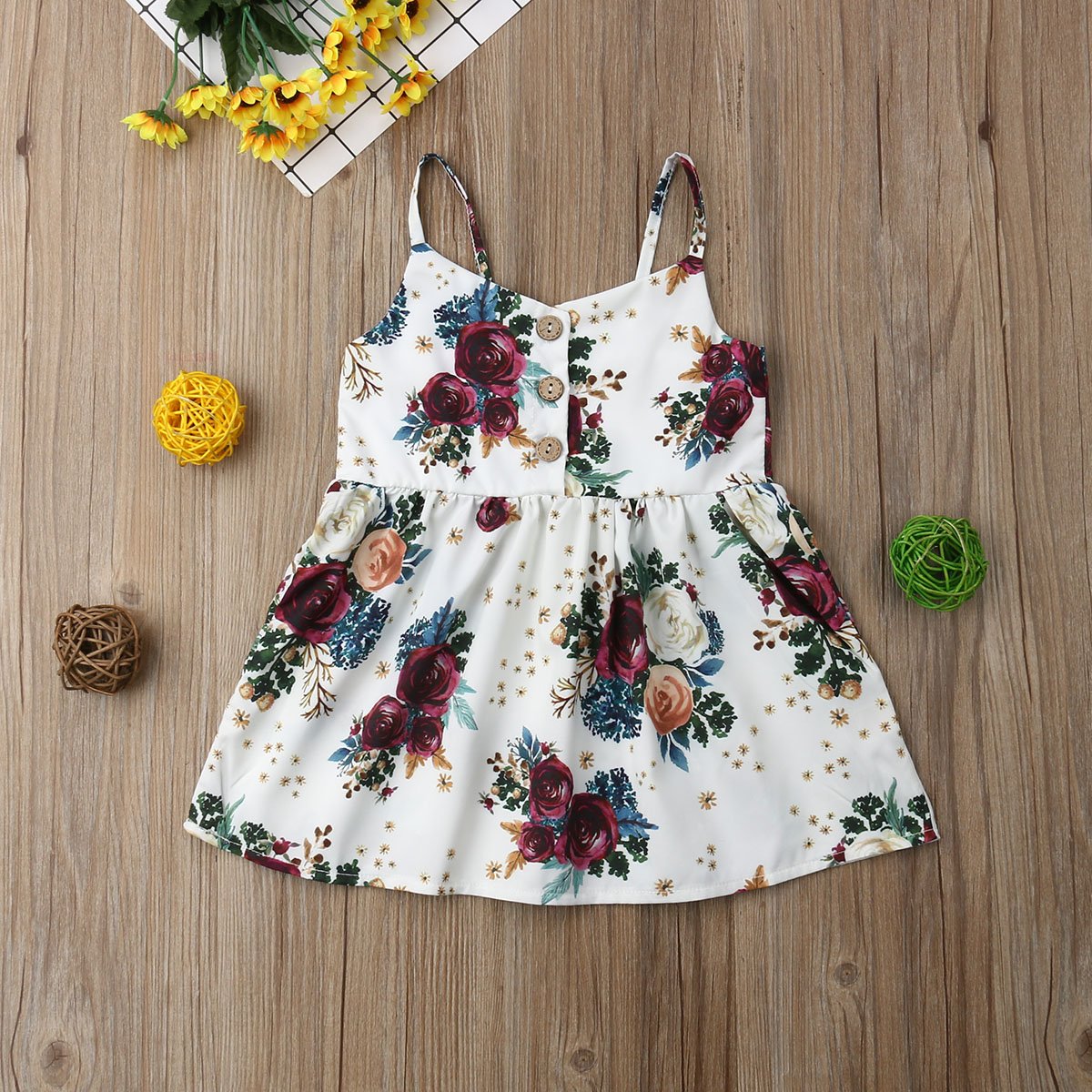 Toddler Baby Girls Flower Dress with Sleeveless V Neck dress for Party  Holiday Beach Day For Girls