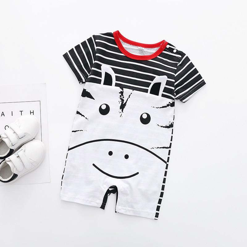 Modern Interesting Newborn Baby Boy and Girl Cartoon Animal Printed Short Sleeve Romper Jumpsuit For Kids