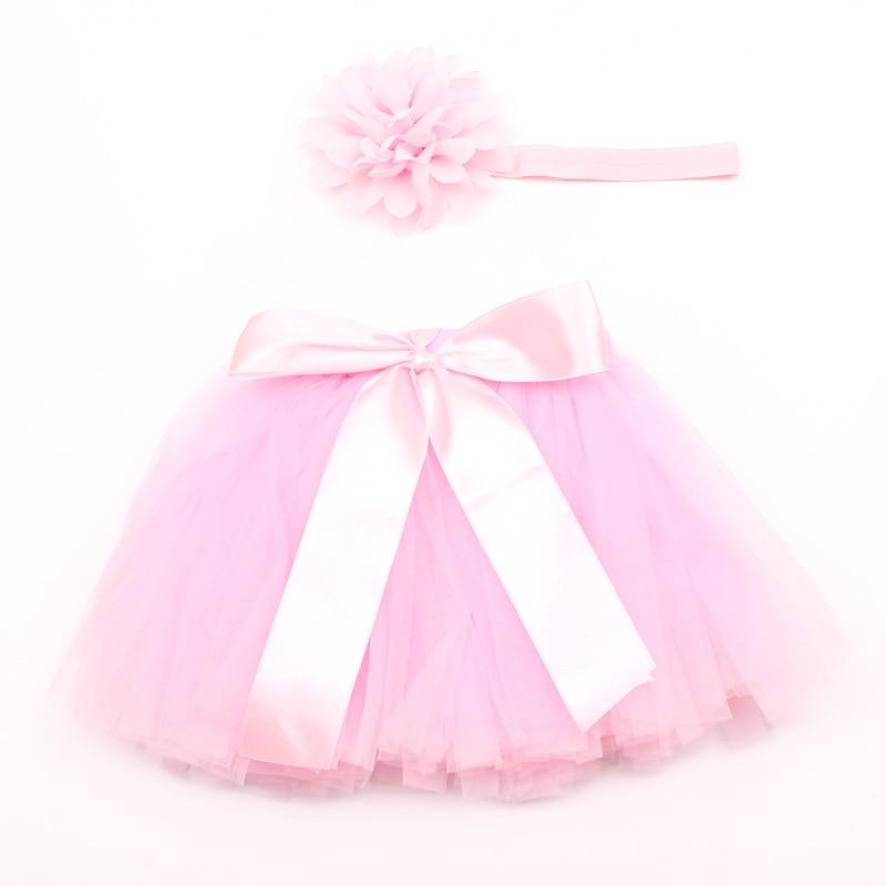 Luxury Modern Elegant Baby Girl Tulle Tutu Skirt and Flower Headband Set Newborn Dress With Big Bow And With Headband