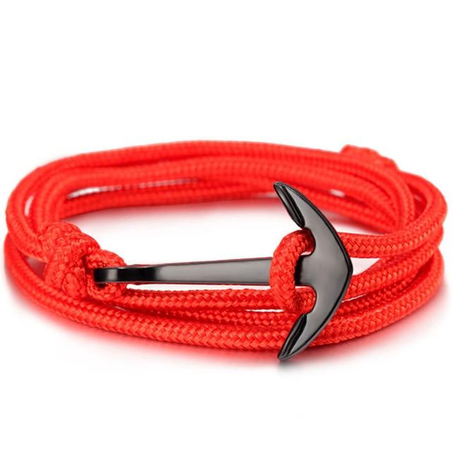 New Elegant Fashion Black Anchor Modern Bracelet For Men Trendy Charm Survival Rope Chain Amazing Leather