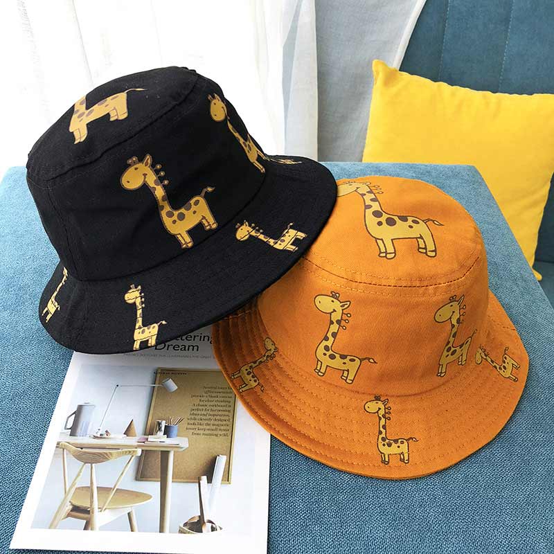 Modern Children's Bucket Hats Cartoon giraffe Sun Hat Girls Boys Outdoor Beach Hat Camping Fishing Cap For Girls and Boys