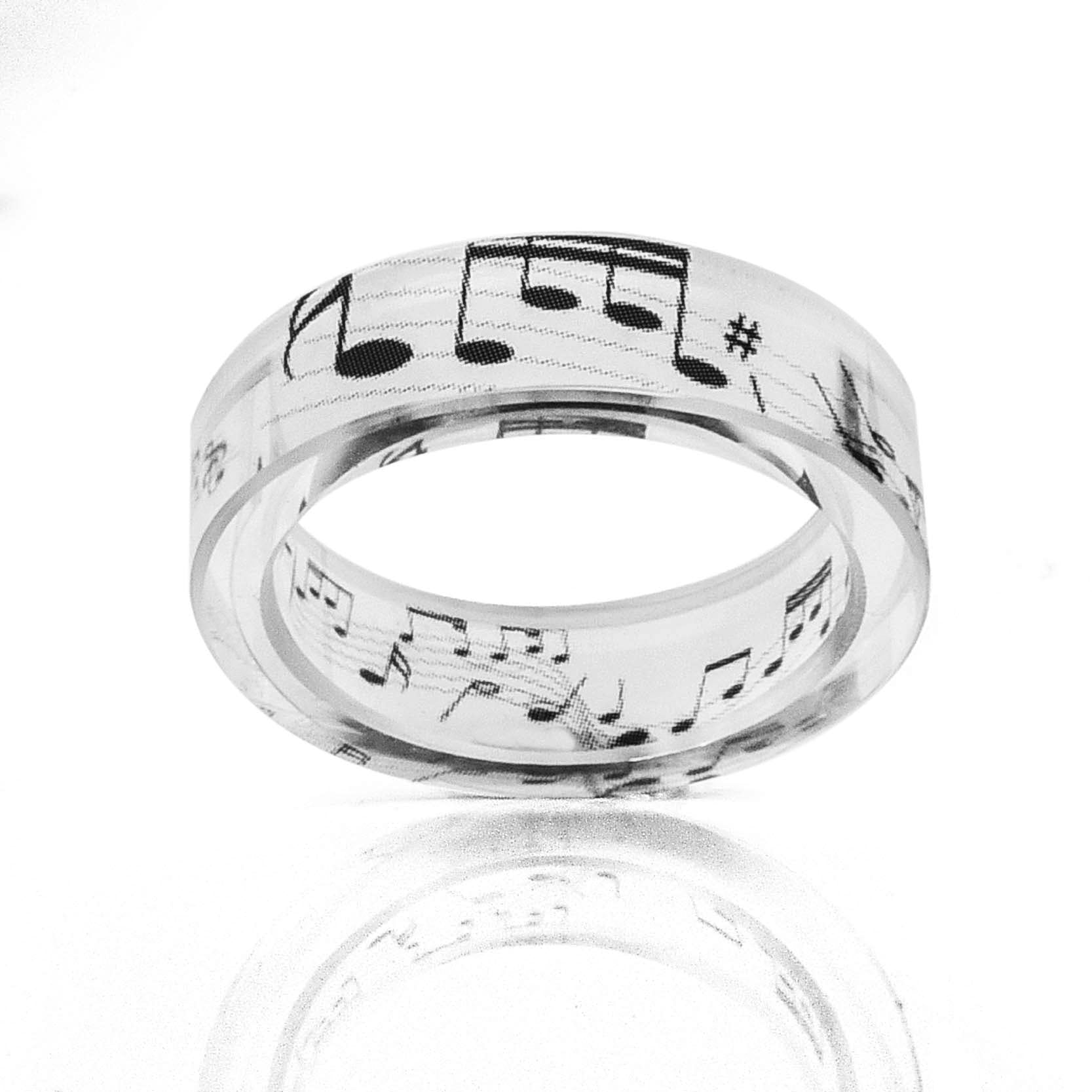 Transparent Resin Ring Rabbit Dog Bat Cat Castle Music Note Pattern Inside For Women and Men.