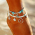 Bohemian Starfish Stone Anklets Set For Women Handmade Wave Anklet Bracelet on Leg Jewelry