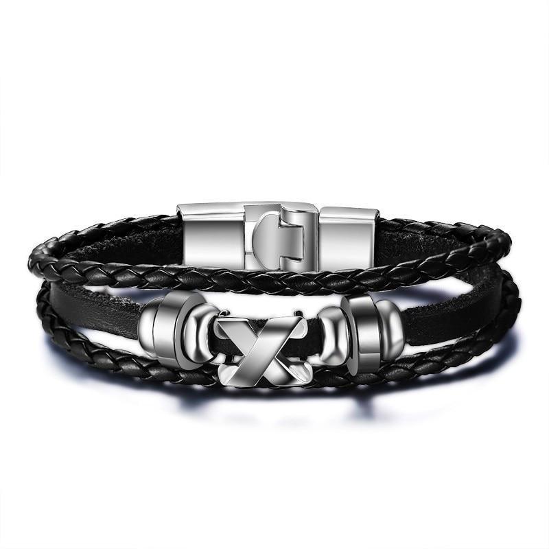 Lucky Vintage Men's Leather Bracelet Playing Cards  Charm Multilayer Braided Men and Women Gift