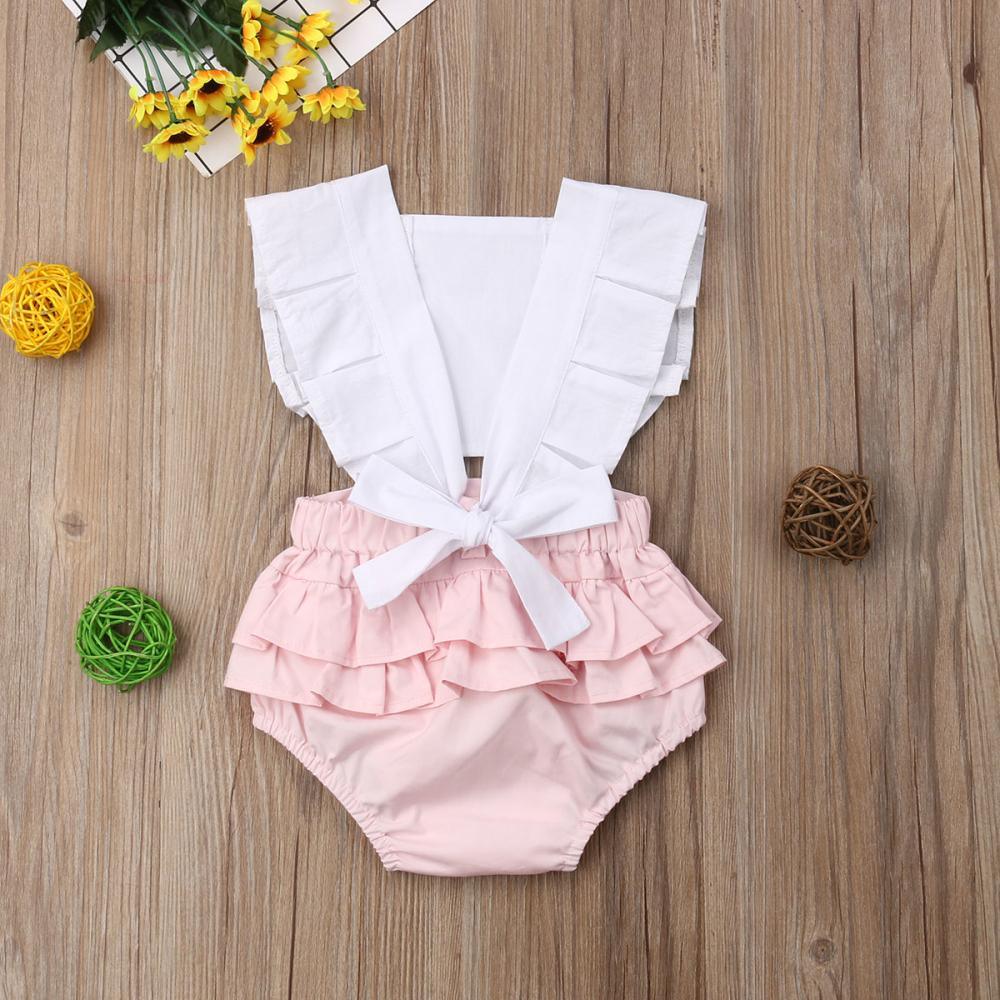 Baby Girl Clothes Splice Bodysuit Jumpsuit Playsuits Ruffled Outfit Summer Backless Sunsuit For Girls In Modern Style