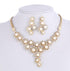 Bridal Simulated Pearl Jewellery Sets for Women's Dresses Accessories Cubic Necklace Earrings Set Gold Color