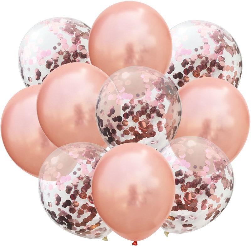 20pcs 12inch Latex Balloons And Colored Confetti Birthday Party Decorations Mix Rose Wedding Anniversary Kids Gift Helium Ballons In Luxury Modern Design