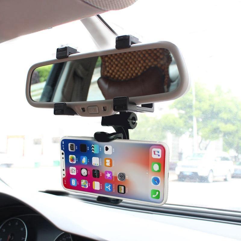 Car Phone Holder Rearview Mirror Mount Phone Holder 360 Degrees GPS Smartphone Stand