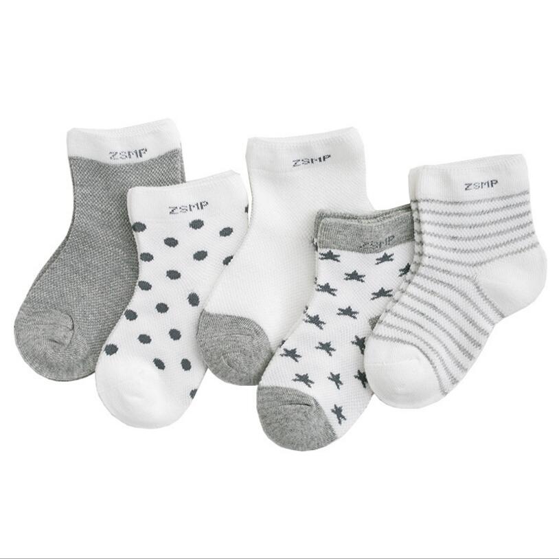 Comfortable Dot Kids  5 Pair Socks Summer Thin Soft Breathable Cotton Fashion Baby Socks Toddler Girls