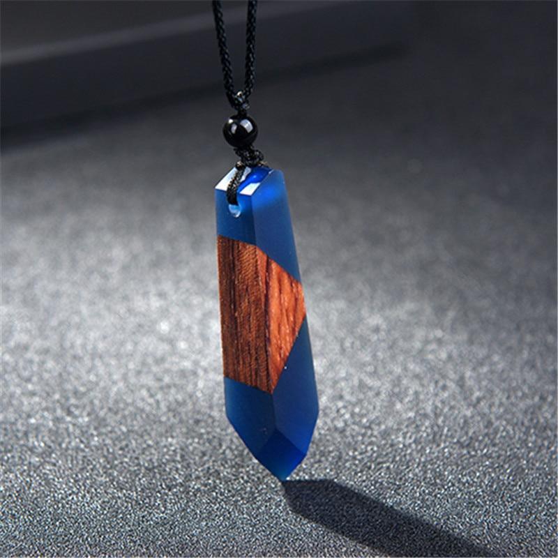 Fashion Natural Wooden Men Necklace Handmade Wood Resin Necklace Vintage Statement Necklaces & Pendants Long Rope Jewelry Gifts For Men and Women