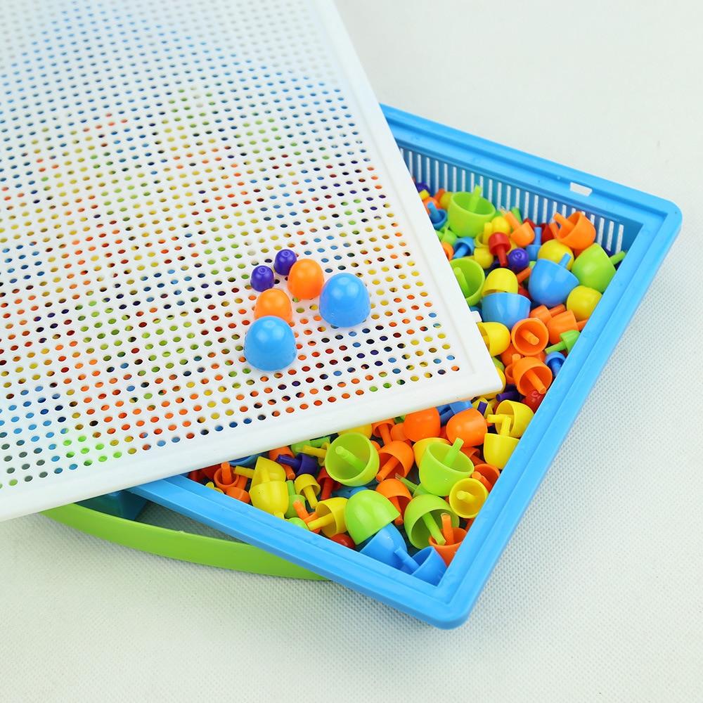 296 Pieces/Set Box-packed Grain Mushroom Nail Beads Intelligent 3D Puzzle Games Board for Children Kids Educational Toys