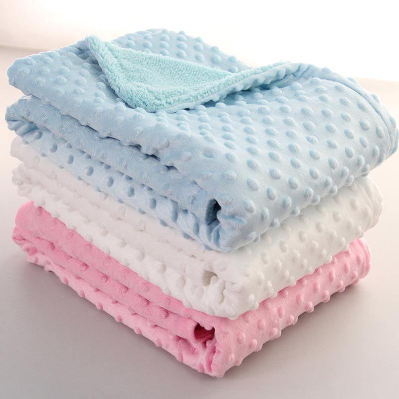 Baby Newborn Thermal Soft Fleece Swaddling Blanket, Solid Bedding Set Cotton Quilt for Infants Baby Kids