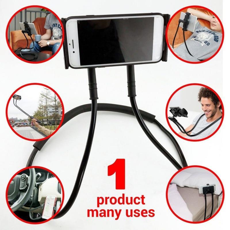 Universal Flexible Mobile Phone Holder Hanging Neck Lazy Necklace Bracket Bed 360 Degree Phones Holder Stand