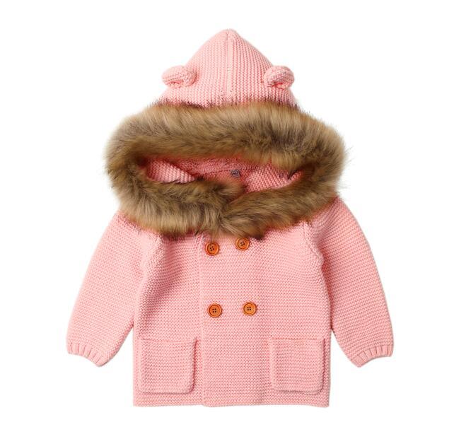 Winter Fashionable Sweaters For Baby Cardigans Autumn Hooded Newborn Knitted Jackets Cartoon Bear Children Long Sleeve Clothing