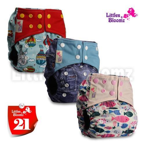 Modern Luxury Printed Washable Real Cloth Pocket Nappy,3 nappies/diapers Set For Girls and Boys Baby In Elegant Style