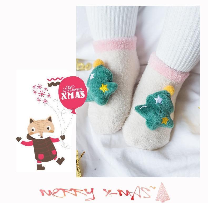 Baby Socks Christmas Anti Slip Short Socks for Baby Newborn Winter Warm Infant Cartoon Girls Boys