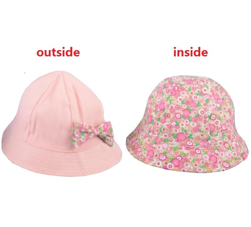 Modern Baby Girls Sun Hat Cotton Baby Hat Kids Child Cap Bowknot Flower Print Bucket Hat Double Sided