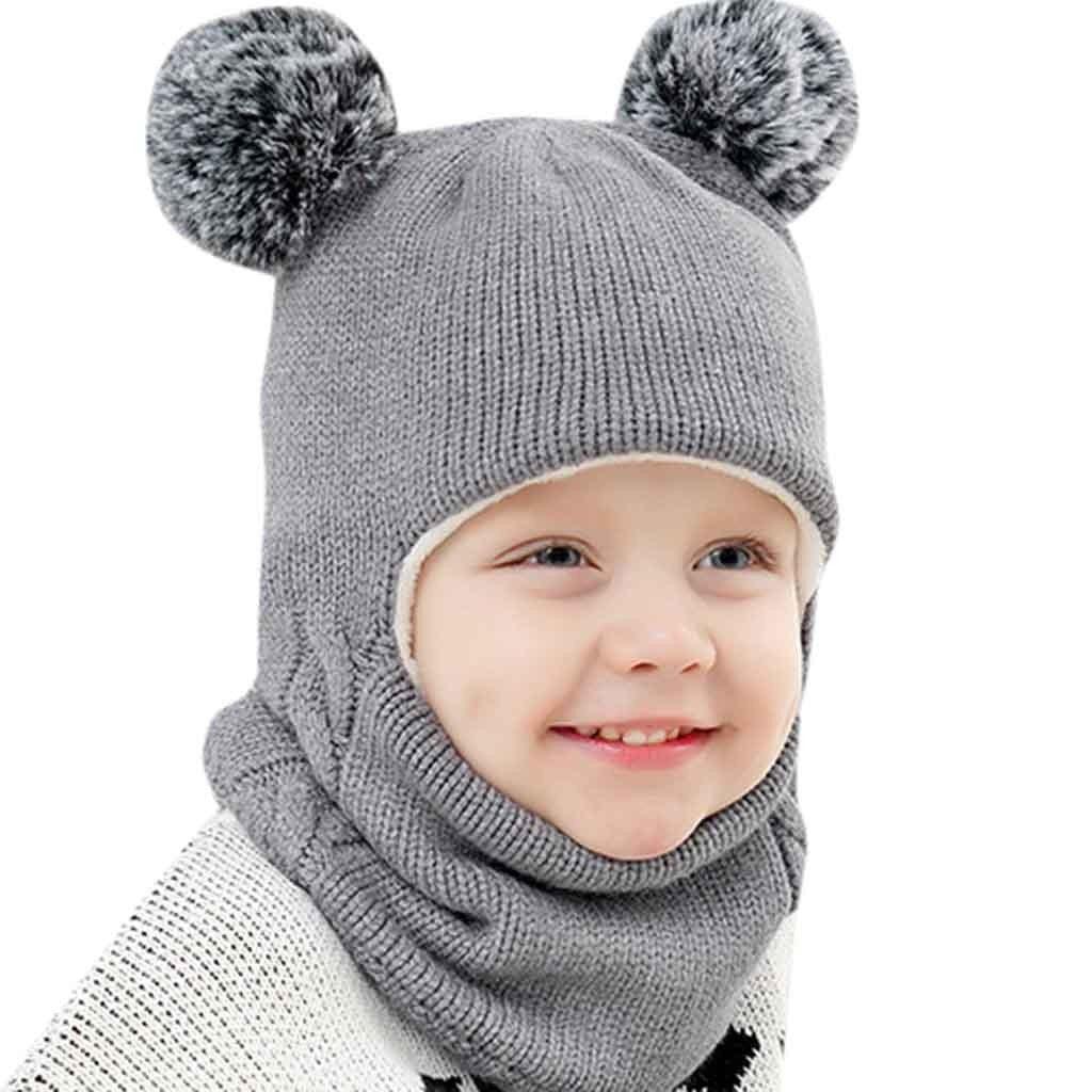 Modern New Kids Winter Hats Ears Girls Boys Children Warm Caps Scarf Set Baby Knitted Cute Cap For Winter For Boys and Girls