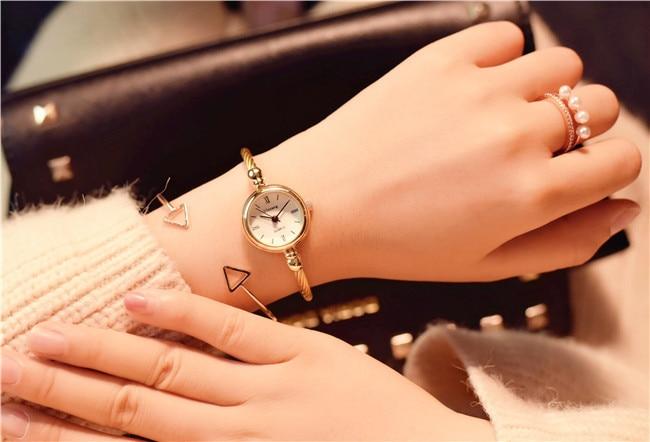 Small Gold Bangle Bracelet Luxury Watches Stainless Steel Retro Ladies Quartz Wristwatches Fashion Casual Women Dress Watch For Women and Girls