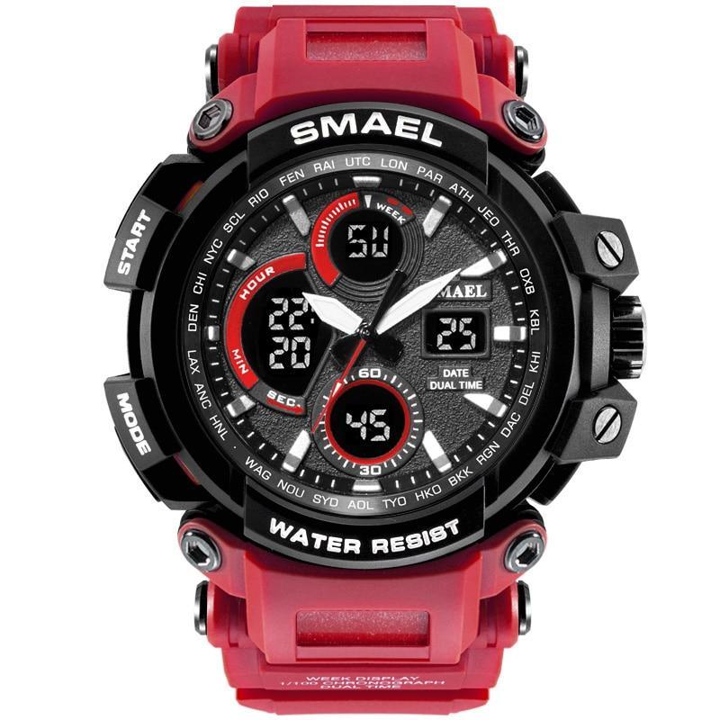 Red Modern Sport  Waterproof 50M Men Watches With LED Digital Display In Military Armi Relogio Masculino Style