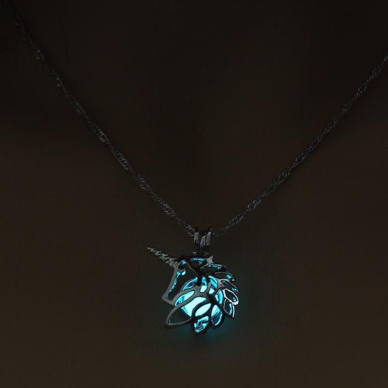 Modern Amazing Moon Glowing Necklace Gem Charm Elegant Jewelry Silver Plated Women Halloween Pendant Hollow Luminous Stone Pendant Perfect Necklace Gifts