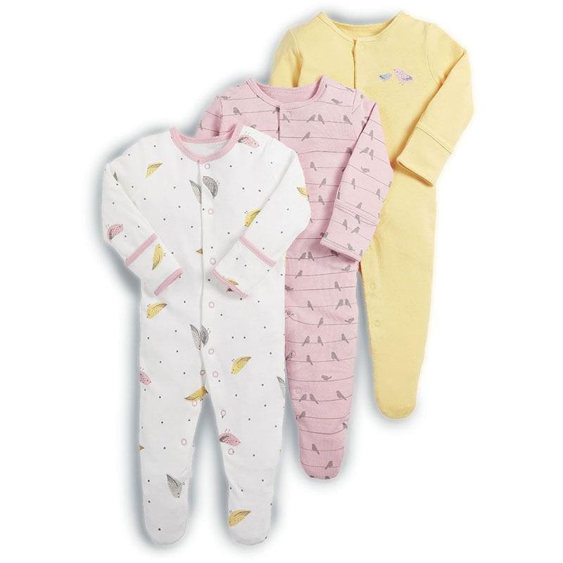 3pcs Set Baby Romper Newborn Sleep suit Flower Baby Rompers Infant Baby Clothes Long Sleeve Newborn Jumpsuits Pajamas for Kids