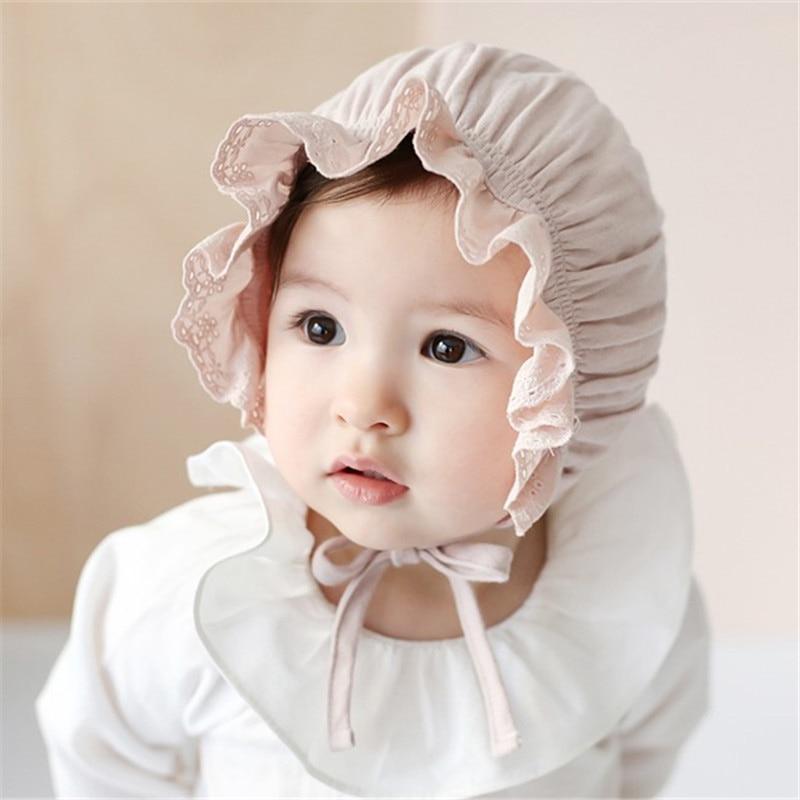 Retro Vintage Newborn Baby Cotton Baby Girl Hat Cap Princess Infant Toddler Baby Bonnet Girls Summer Sun Hat For Girls