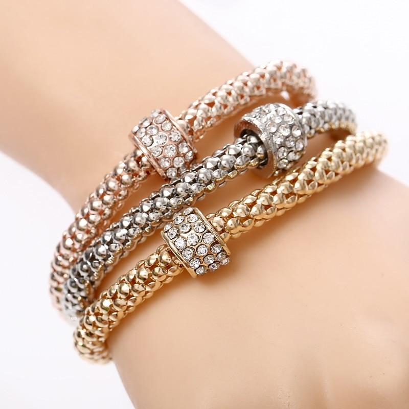 Crystal Owl Heart Charm Bracelets And Bangles Gold Alloy Elephant Anchor Pendants Rhinestone Bracelets For Women