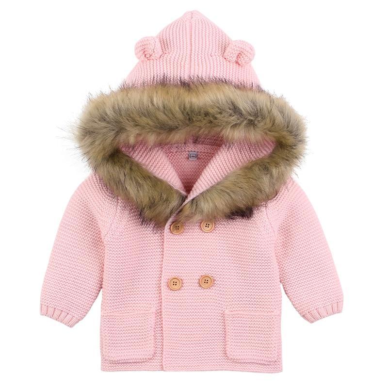 Winter Fashionable Sweaters For Baby Cardigans Autumn Hooded Newborn Knitted Jackets Cartoon Bear Children Long Sleeve Clothing