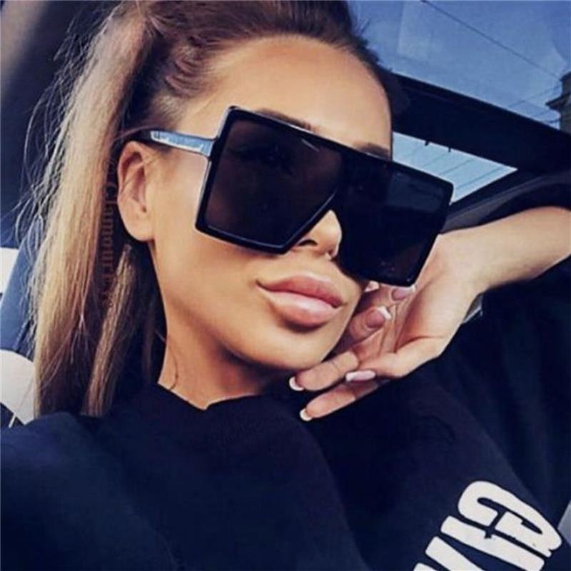 Oversized Luxury Trend New  Woman Sunglasses With Black Fashion Square Glasses And Big Frame Sunglasses In  Modern Glasses Famous Style