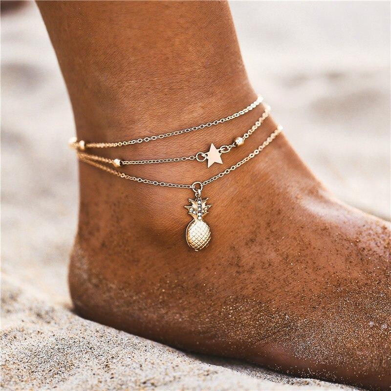 Moon Multilayer Heart Infinite Map Anklets For Women Moon Star Ankle Bracelet For Leg Jewelry style