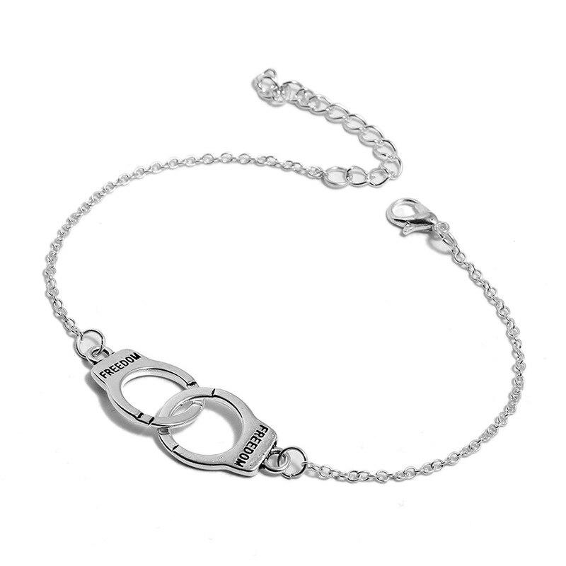 Silver Color Handcuffs Anklets for Women Bohemian Freedom Ankle Bracelet  Barefoot Party Jewelry