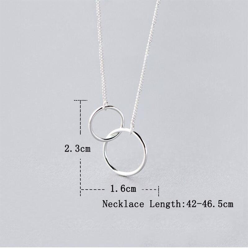 Modern Elegant Double Circle Interlock Amazing Clavicle Short Necklace Silver Color Luxury Necklace For Women Collares