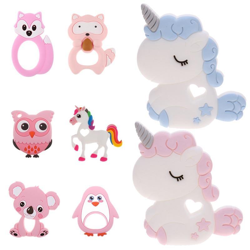 Unicorn Silicone Baby Teether Cartoon Animal BPA Free Rodents Teething  Shower Gifts Koala Penguin Owl Fox For Kids