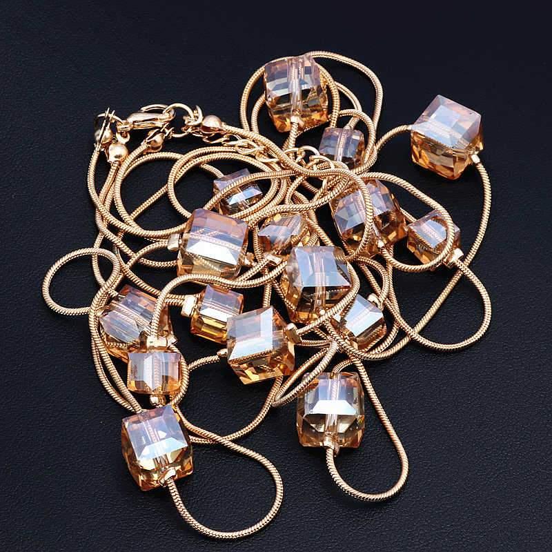 Modern  Fashion Crystal  Austrian Crystal Bead Long Necklace Sweater Chain Necklaces & Pendants For Women In Unique Sytle