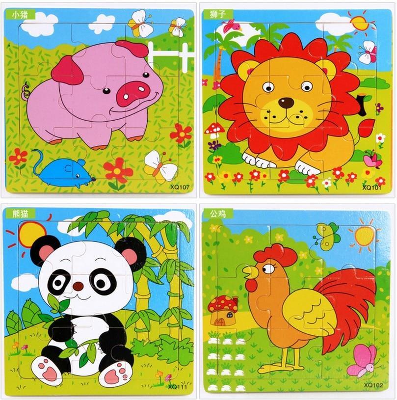 1 Pcs Animal Wooden Puzzles For Children In Wooden 3D Mosaic Puzzles Kids Educational Toys Design  For Baby Birthday Gifts