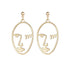 Handmade Abstract Art Earrings Gold Color Hand Palm Face Crystal Dangle Earrings For Women