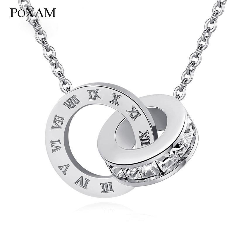 Luxury Crystal Choker Outstanding Fashion Roman Digital Stainless Steel Elegant Gold Silver Color Pendant Amazing Necklaces For Women Jewelry