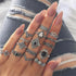 Trend Boho Vintage Gold Star Moon Rings Set For Women In Opal Crystal Ring Design Female Bohemian Jewelry  Style