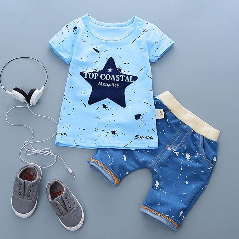 Fashion T shirt and Shorts Set Cartoon Cotton Summer Clothing for Newborn Baby Boy Infant Fashion Outerwear Clothes