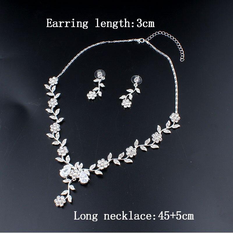 Classic Bridal Jewellery Sets for Women's Dresses Accessories Cubic Flower Necklace Earrings Set Gold Color