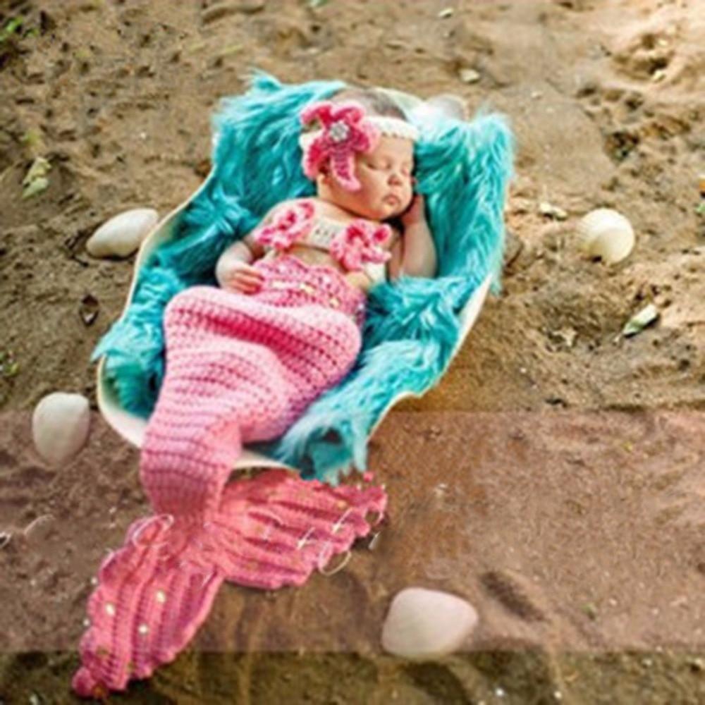 Baby Hat Mermaid Newborn Photography Props Girls Crochet Knitted Cap Hand-woven In Modern New Princess Design