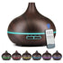 550ml Aroma Air Humidifier Essential Oil Diffuser  Aromatherapy Electric Ultrasonic cool Mist Maker for Office Home Bedroom Living Room Study Yoga Spa - Wood Grain, 7 Colors LED Light